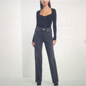 Express Pitch Black Baggy Straight Jeans